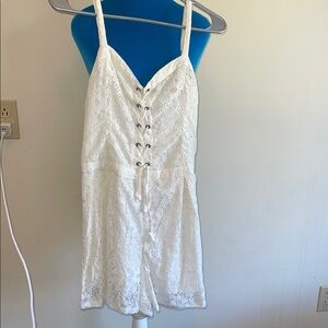 Hollister White Lace-Up Women's Romper